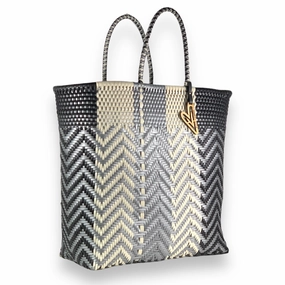 Travel Accessory daily necessity Maria Victoria | Waves Tote | Upcycled, Handwoven, Multicolor Tote