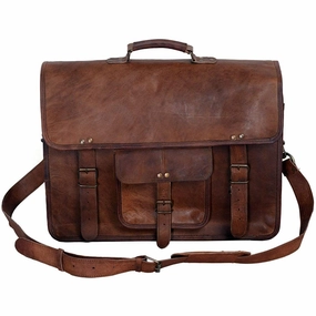 Vintage Men??s Handmade Leather Briefcase ?C 16 Inch Laptop Messenger Bag, Satchel, Gift for Him (Brown) Sleek Daily Fashion Convenient for both casual and formal events