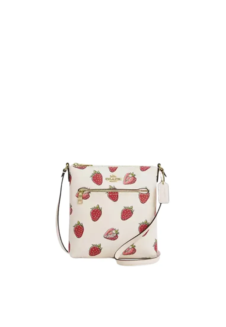 Coach Mini Rowan File Bag With Strawberry Print In Chalk Multi CAQ09 Efficient organization with separate compartments for different items Smooth stitching ensures a polished and professional look