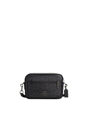 Convenient for busy people who need quick and easy access to their items Functional Everyday Gear Coach Elias Crossbody Bag Signature Canvas In Charcoal Black CZ401