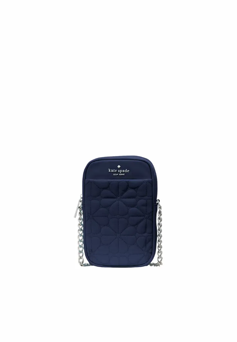 Kate Spade Spade Flower Crossbody Bag Quilted Fabric In Parisian Navy KK898 Street Function Compact Practical Style