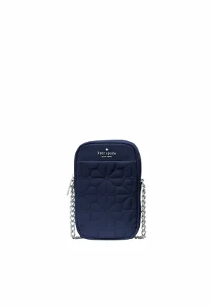 Kate Spade Spade Flower Crossbody Bag Quilted Fabric In Parisian Navy KK898 Street Function Compact Practical Style
