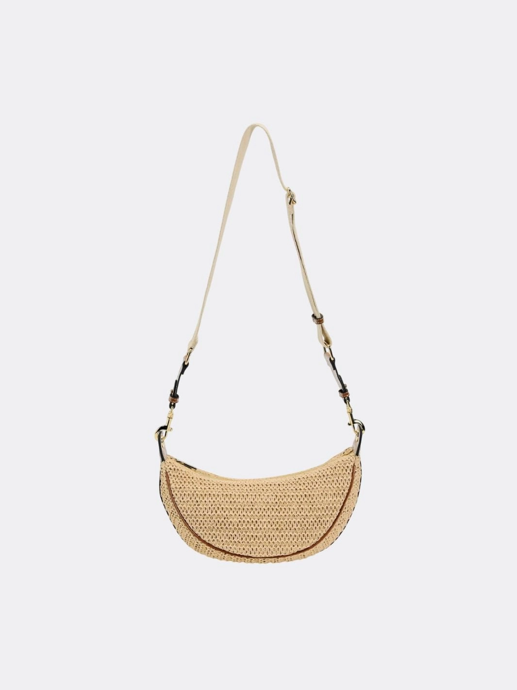 Woven Crescent Shoulder Bag ?C Boho Chic Rattan-Style Purse Weekend Adventure