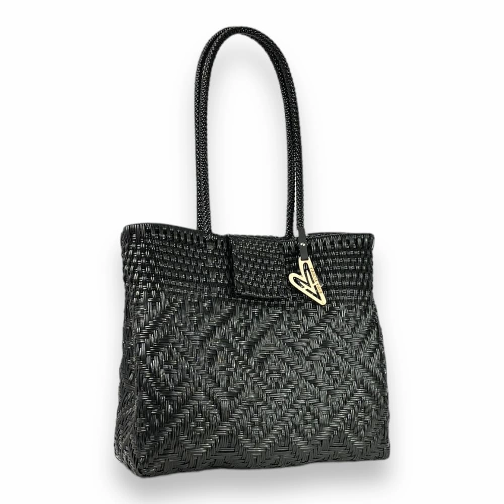 Maria Victoria | Glow Black TC | Upcycled, Handwoven, Shoulder Bag Office Essential