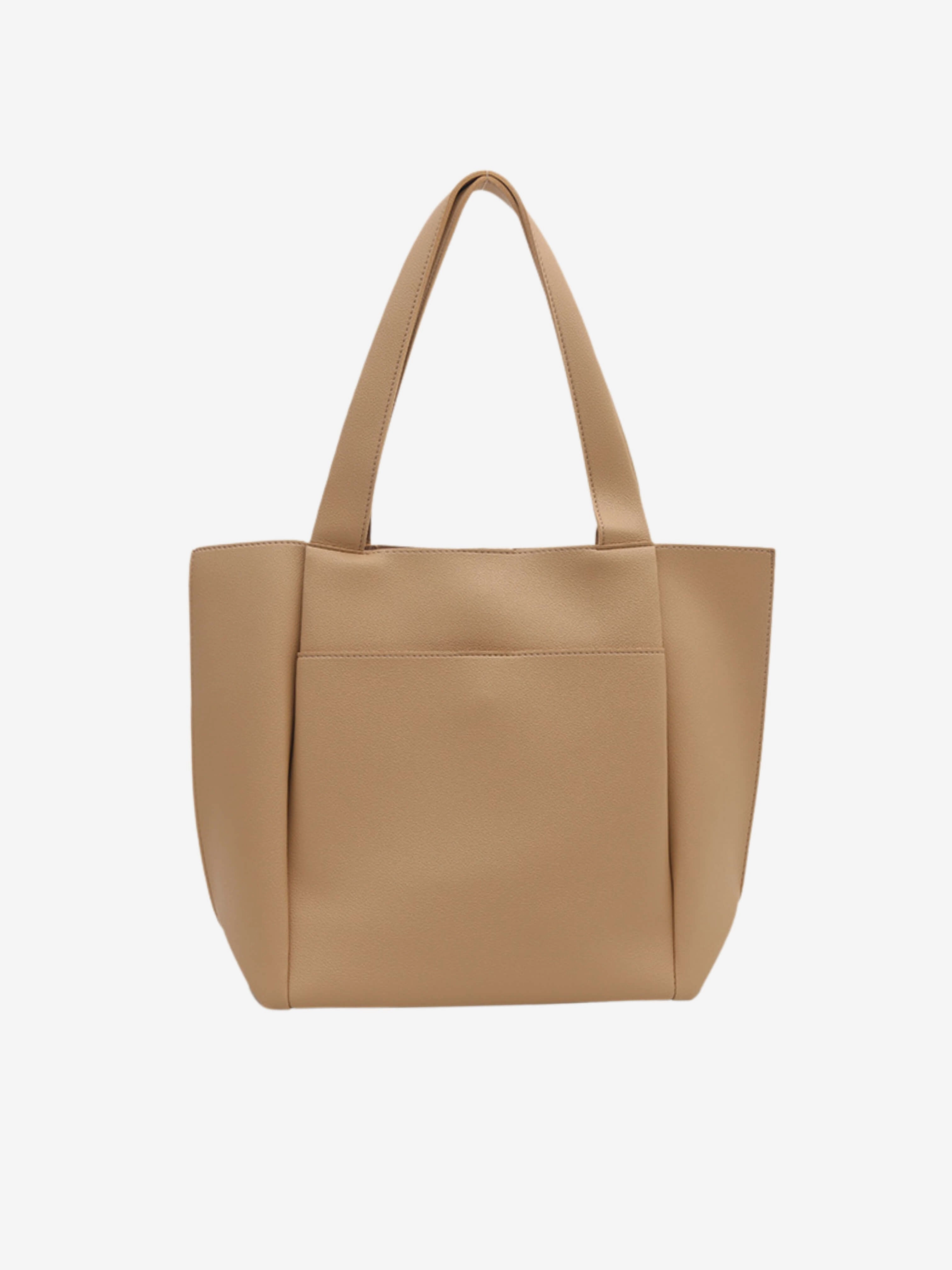 Lilly Structured Vegan Leather Tote ?C Simple, Sleek & Spacious Travel convenience