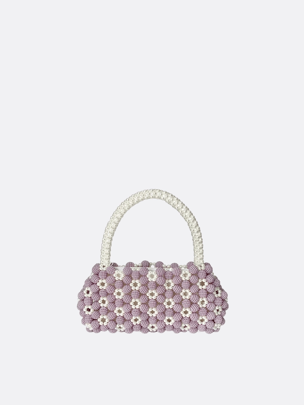 Lilac Beaded Flower Bag ?C Handcrafted Pastel Mini Purse Daily Utility Everyday Comfort