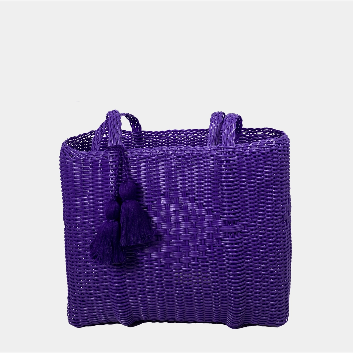 IXOQ Cesta Hand Woven Purple Medium Tote Bag Attention Detail