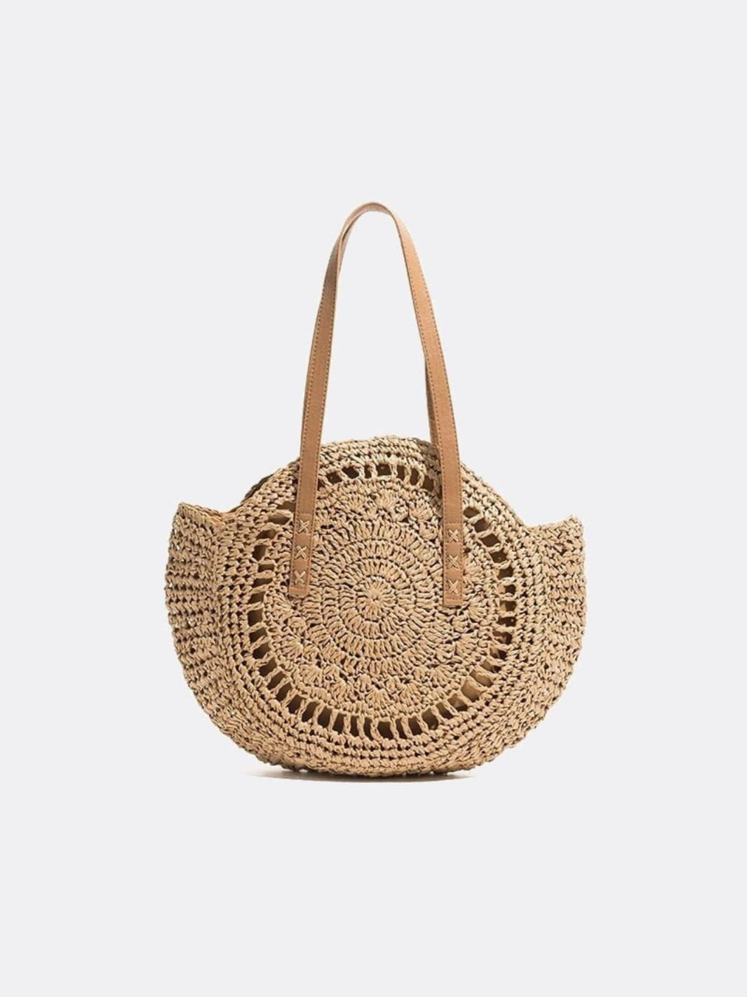 Smart Outfit Solara Woven Straw Tote Bag ?C Round Crochet Beach Bag