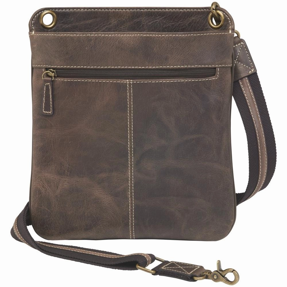 Concealed Carry Crossbody Shoulder Flat Bag Brown Stylish Lifestyle