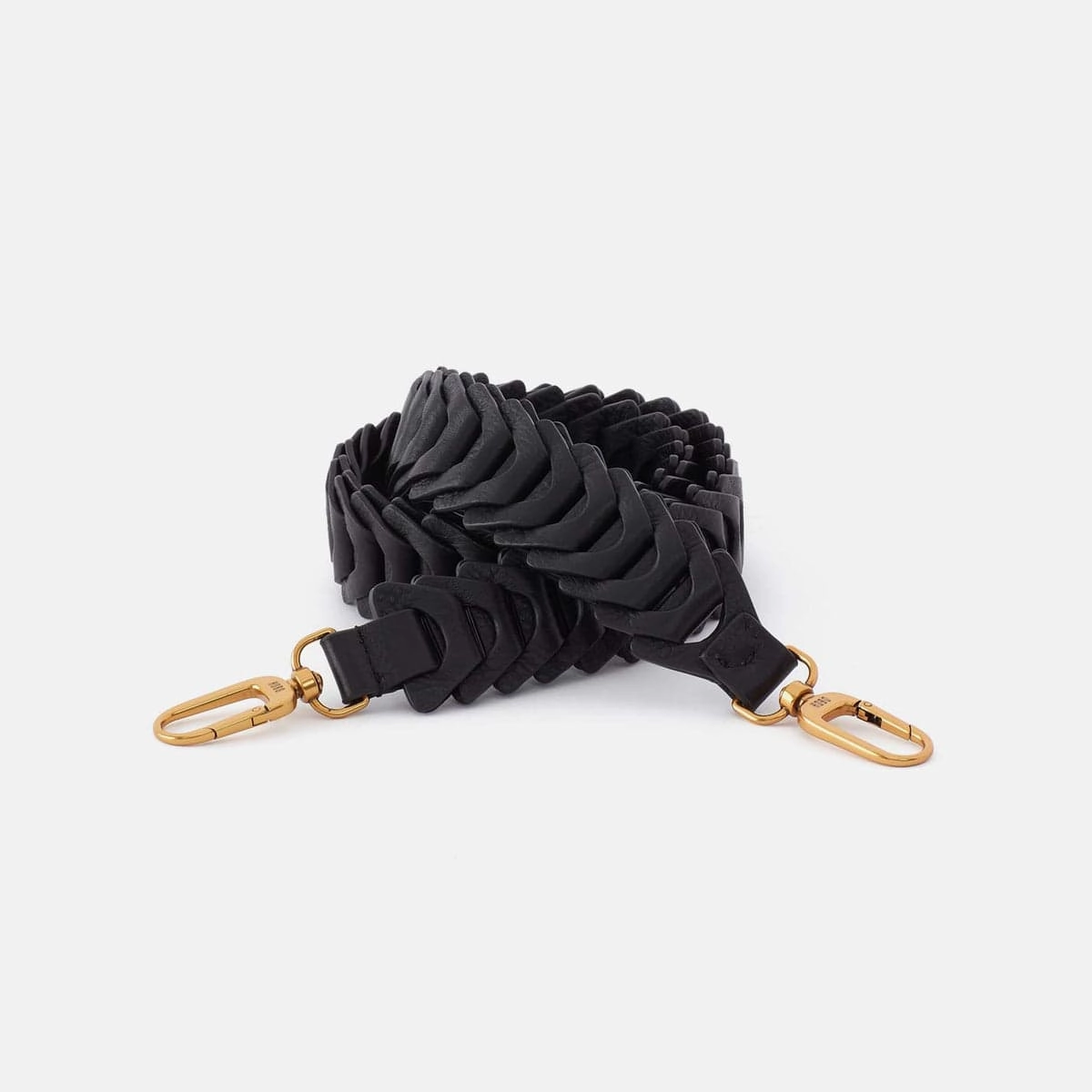 Leather Link Strap in Pebbled Leather - Black Distinctive Style Fashion Detail