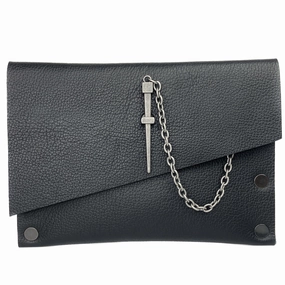 Classic Black Dagger Clutch - Gunmetal Festive Accent