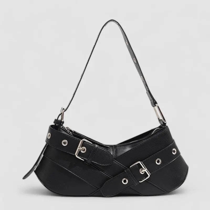 Functional Form Riley | Black Buckle Strap Shoulder Bag ?C Bold & Trendy