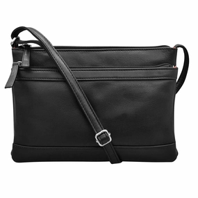 ILI New York Double Zip Haircalf Crossbody Bag Style 6028 Stylish Daily