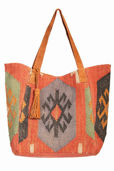 Western Shoulder Tote Geometric Print Aztec Inspired Contemporary Touch