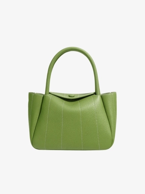 On Trend Refined Engineering Tessoria | Green Pebbled Leather Tote ?C Bold & Elegant