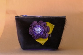 Cowhide Makeup Bag smooth zipper