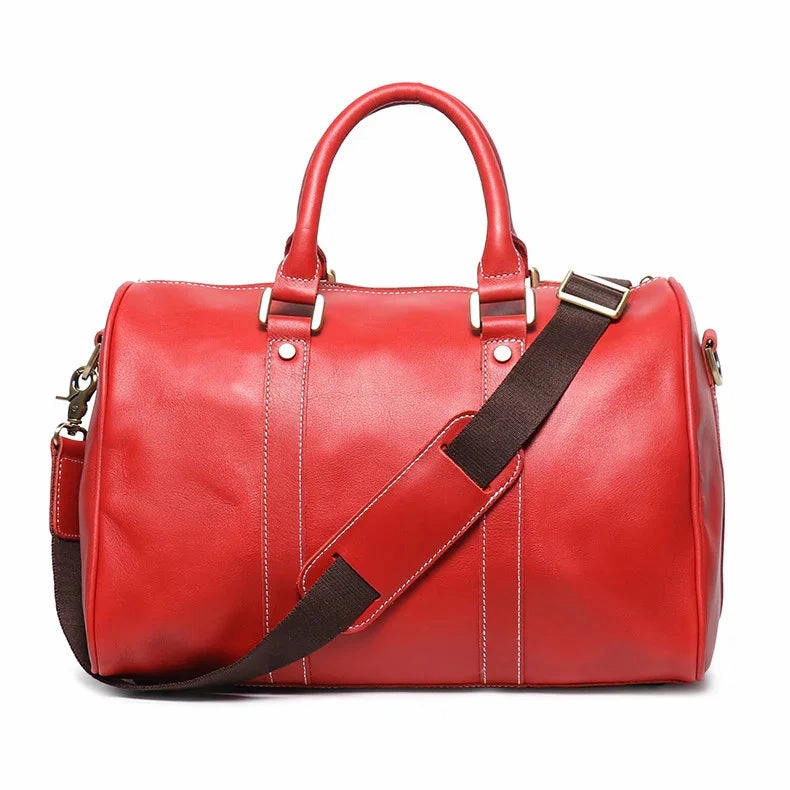 Durable Simplicity Crazy Horse Full Grain Leather Duffle Bag, Handmade Vintage Cowhide Travel Weekender Bag for Men & Women, Weekend Gear Carry-On