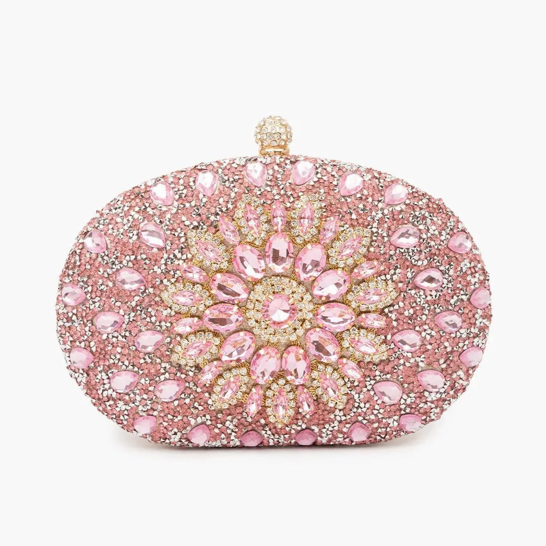 Lightweight Carry Dahlia | Pink Crystal Floral Evening Clutch ?C Radiant Bloom