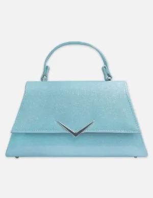 Rumbler Cadi Handbag in Blue Metal Flake Light Touch Minimalist leather carrier