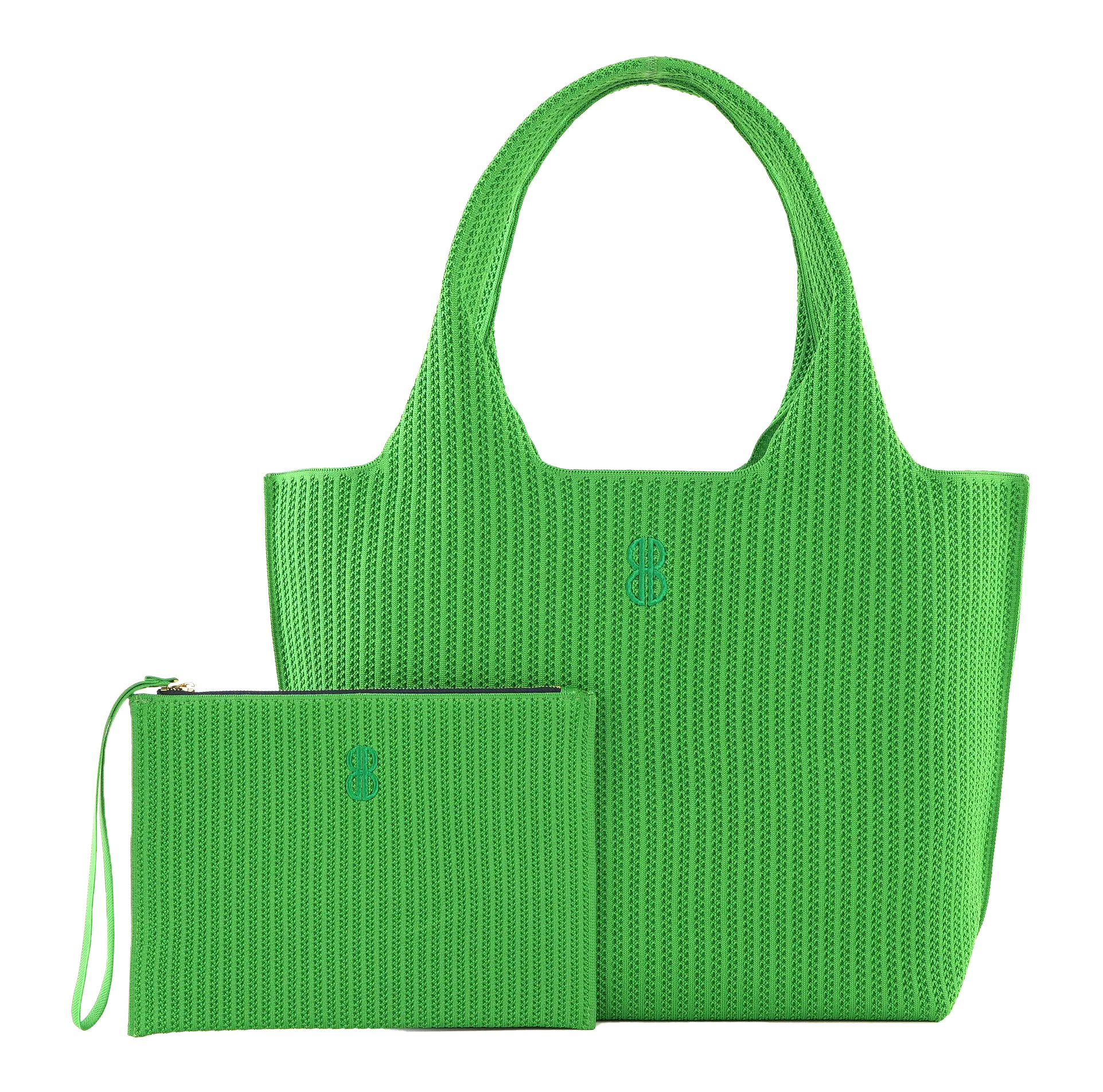 Sutton City Tote - Parakeet Green Stripe - Large Minimal Design