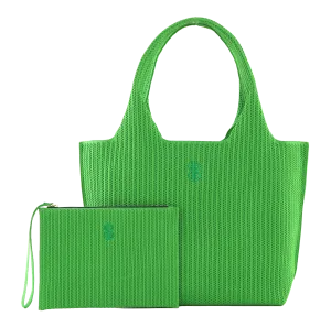 Sutton City Tote - Parakeet Green Stripe - Large Minimal Design