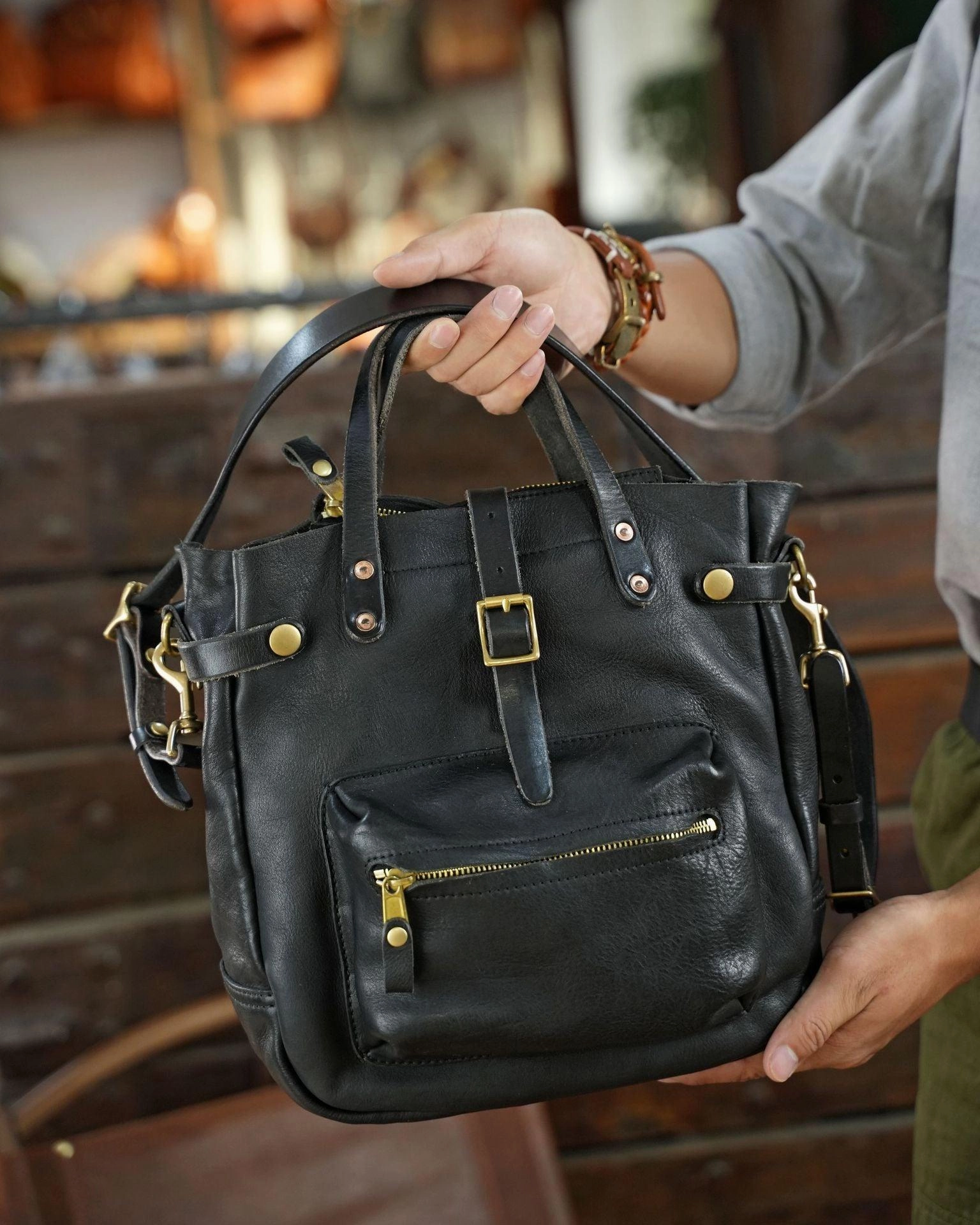 Practical Design Urban Function Cowhide Leather Women's Shoulder Bag, Men's Handmade  Italian Tanned Grain Leather Crossbody Bag, Men's American Retro Casual Bag