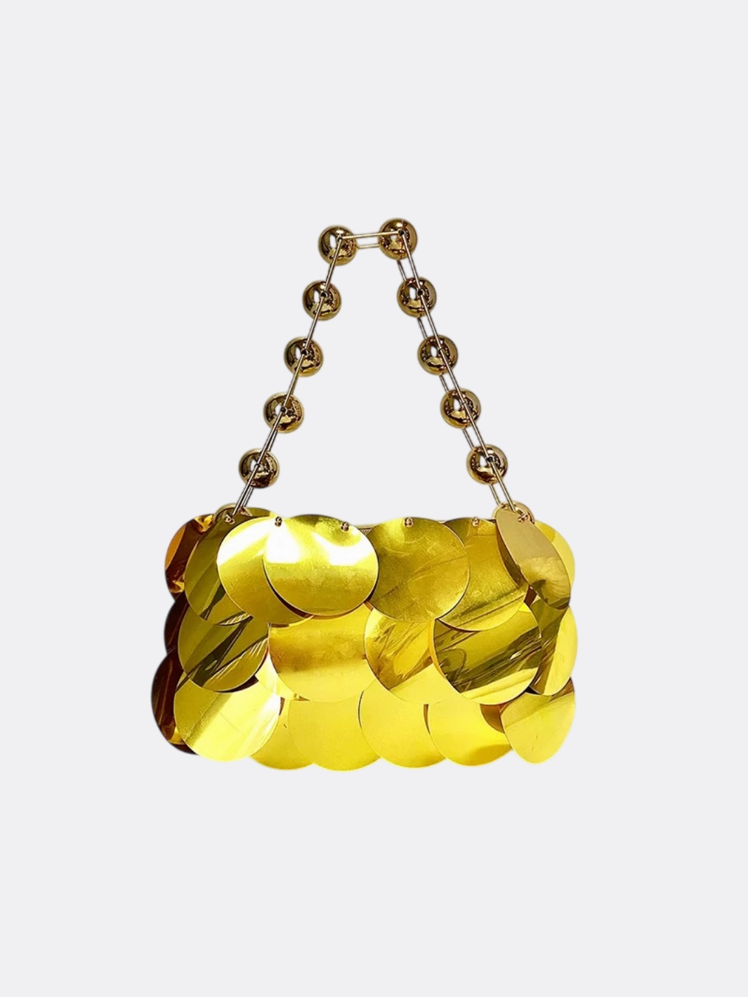 Gold Sequin Party Bag ?C Glamorous Mini Handbag with Bead Chain Red Carpet