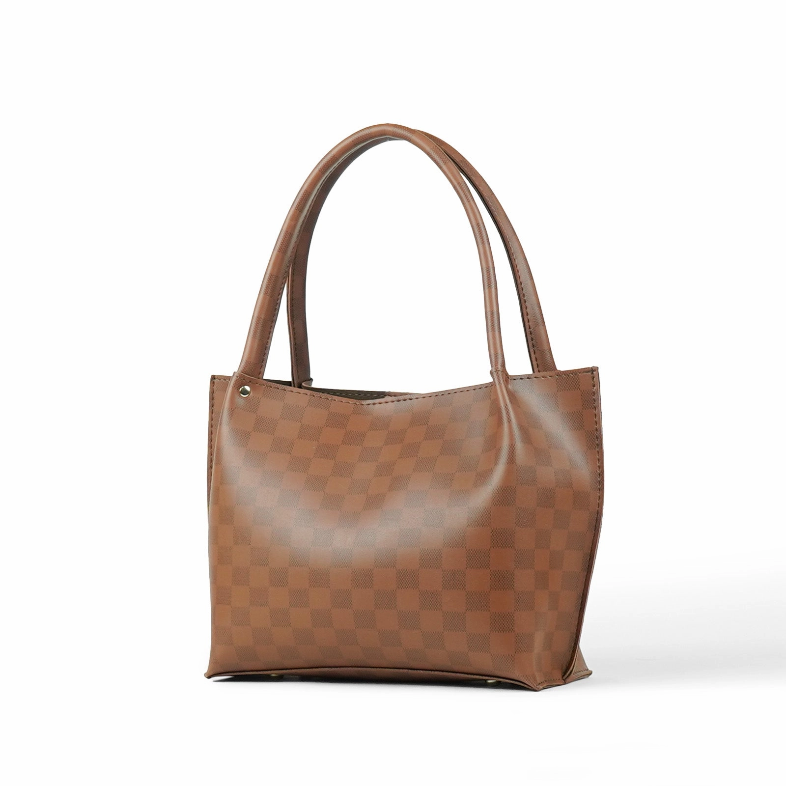 Lightweight Travel Daily Tote Bag Brown (checkered)