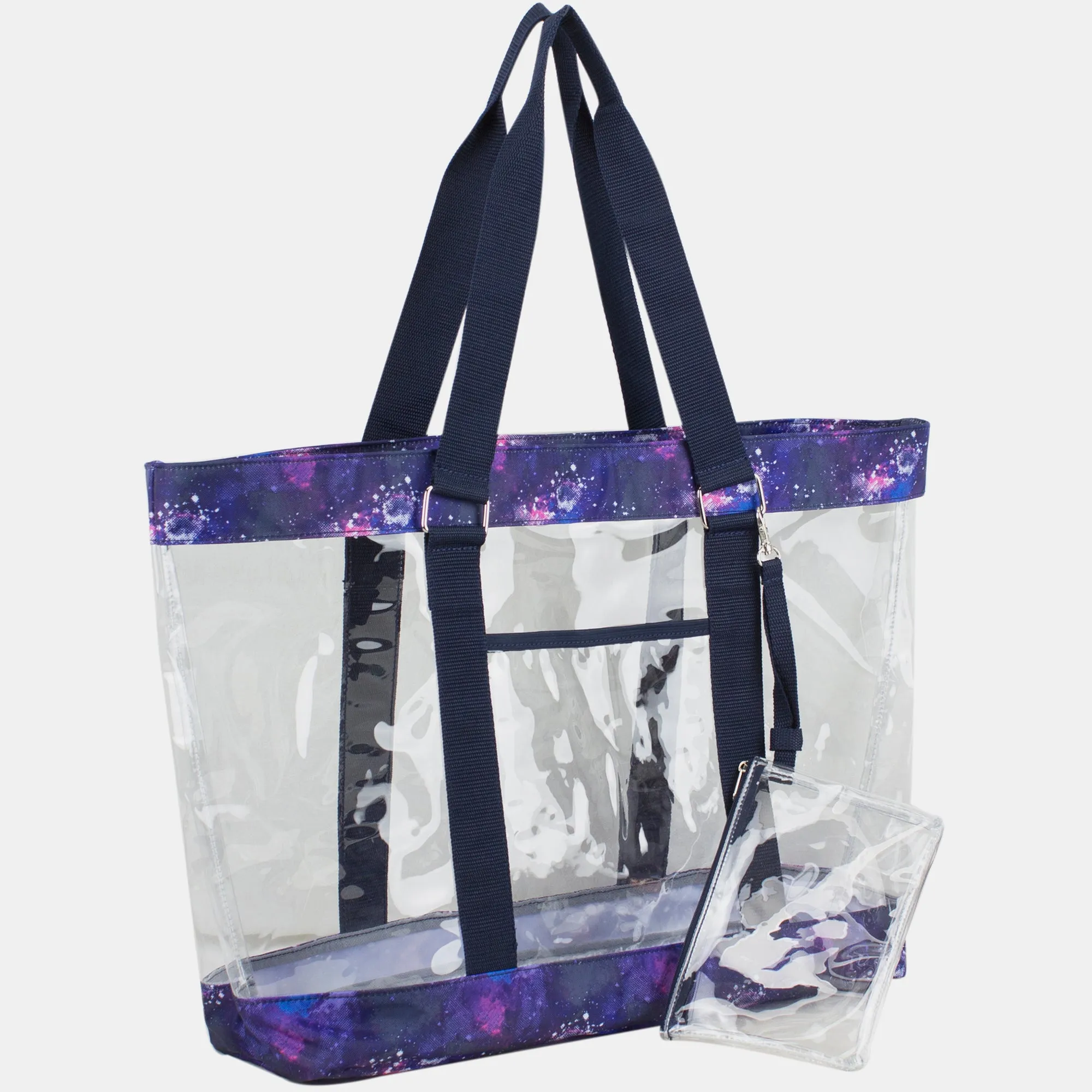 Modern Utility Deluxe 100% Clear PVC Printed Large Tote with Large Wristlet