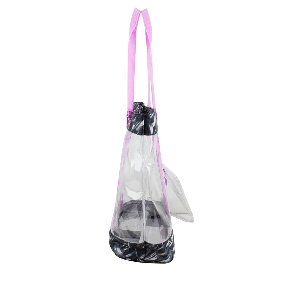 Deluxe 100% Clear PVC Printed Large Tote with Large Wristlet Classic Utility Outdoor Scene
