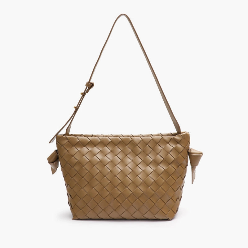 Ciara Woven Shoulder Bag ?C Elegant Faux Leather Tote Timeless Accessory Compact Shape