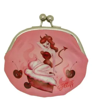 Water Resistant Devil Girl Cherry Pie Kisslock Coin Purse by Fluff