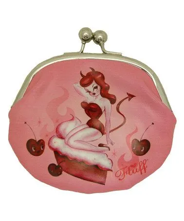 Water Resistant Devil Girl Cherry Pie Kisslock Coin Purse by Fluff