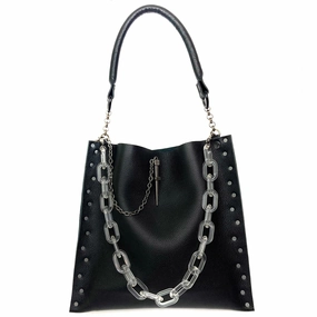 Double Rivet Black Tote Bag Urban Travel