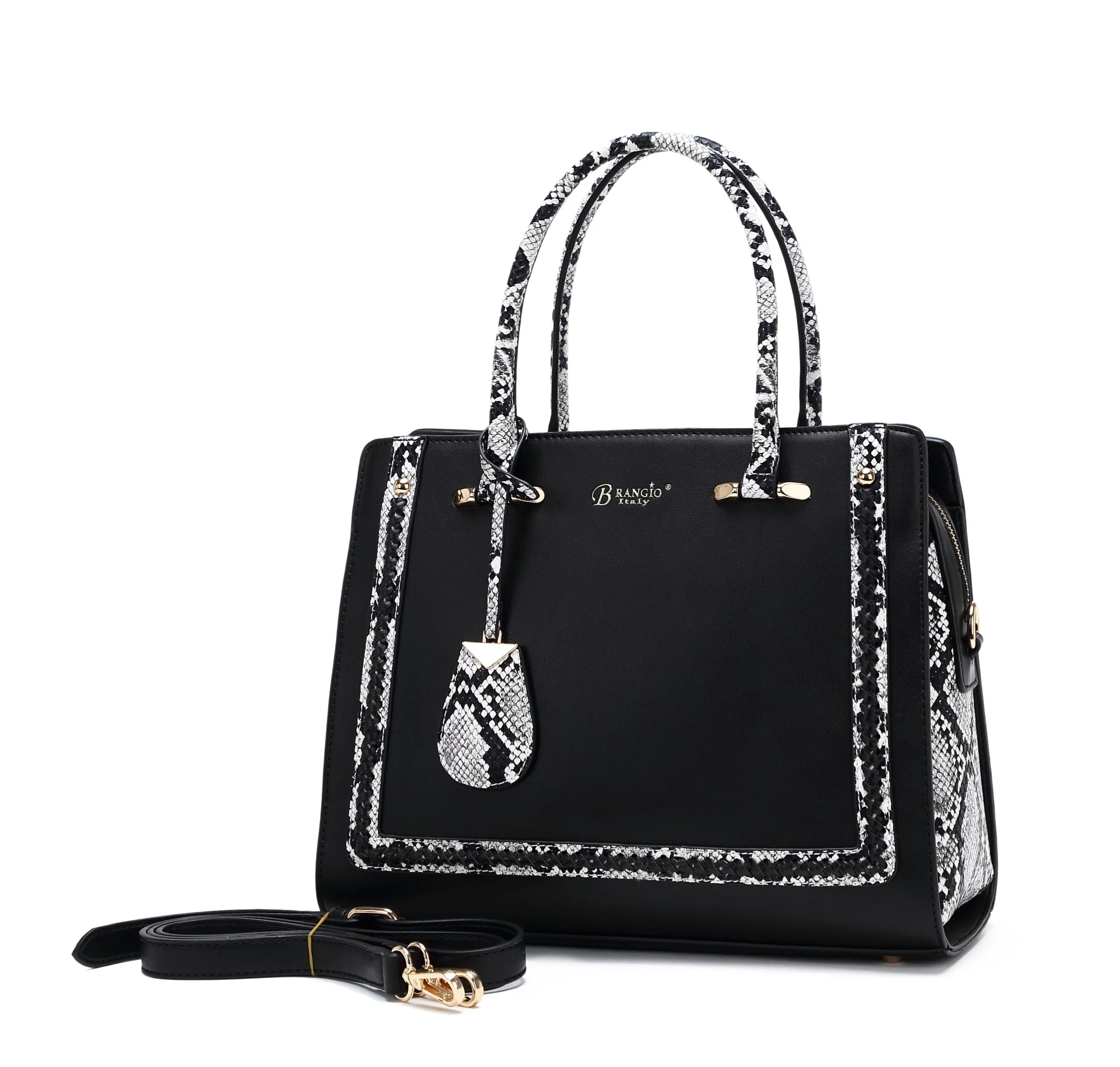 Zipper Detail Dragon Queen Elegant Top Handle Bag