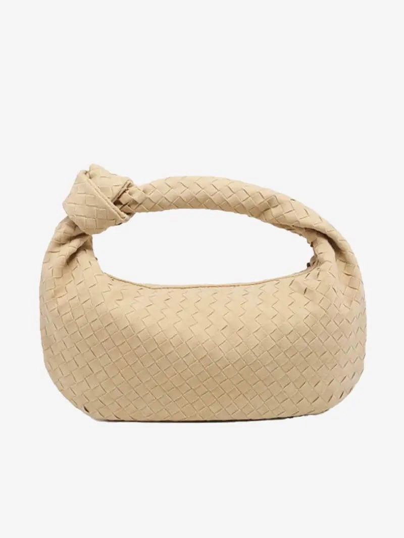 Florence Woven Suede Handbag ?C Designer-Inspired Bag with Knotted Handle Modern Companion Urban Utility