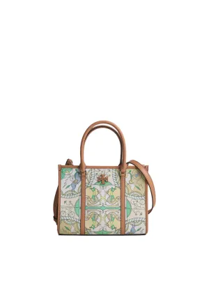 Tory Burch Blake Printed Canvas Small Tote Bag In Green Multi 171341 Durable everyday bag