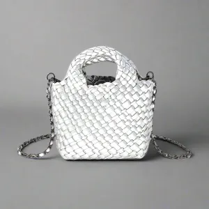 Contemporary Look Emaline Silver Mini Tote BC Bag with Braided Strap