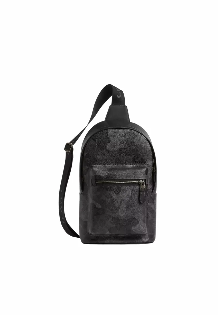 Durable design makes it perfect for everyday wear Coach West Pack Crossbody Bag Signature Camo Print In Grey Multi CW312