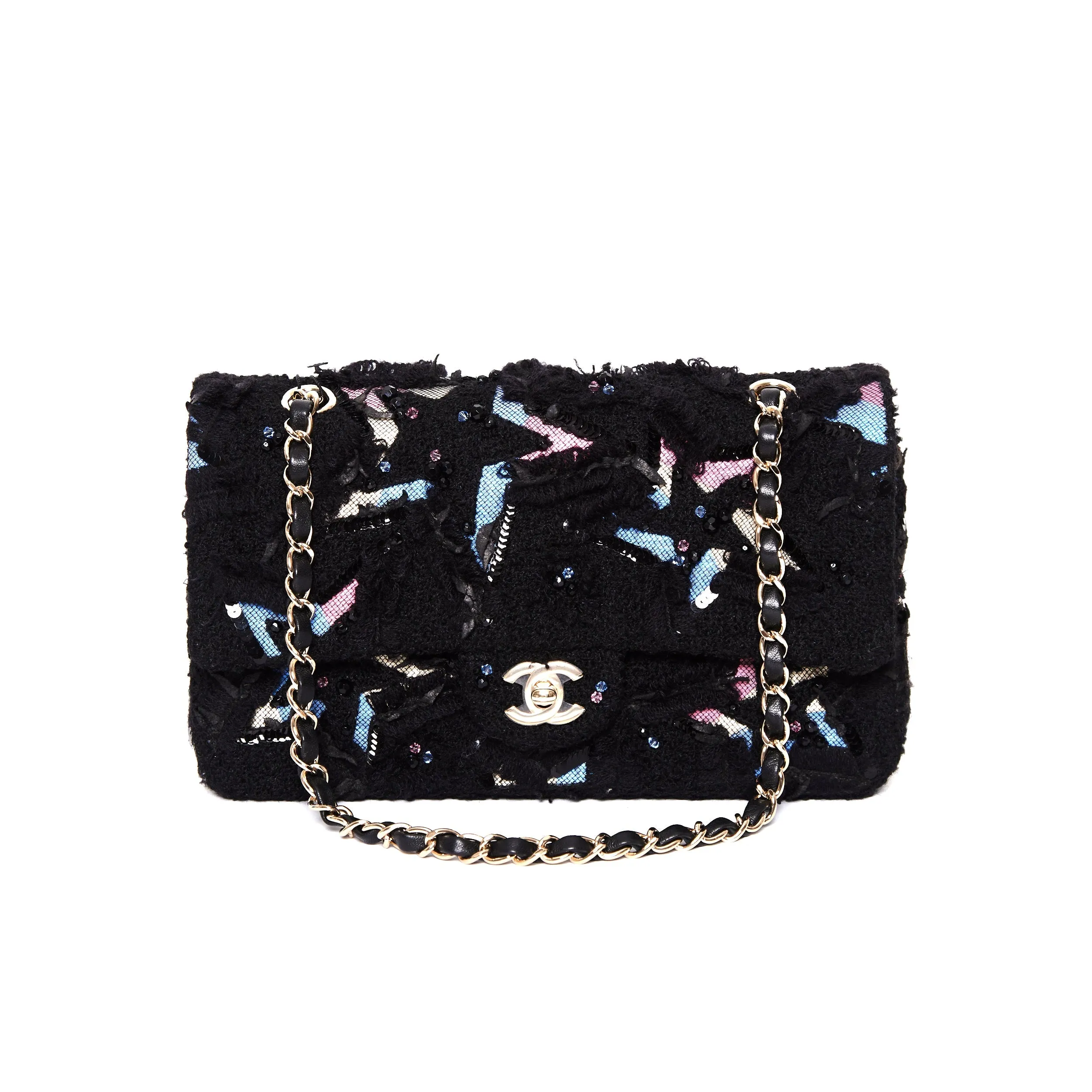 CHANEL Paris-Rue Cambon 31 Tweed Medium Classic Double Flap Bag Curved Silhouette