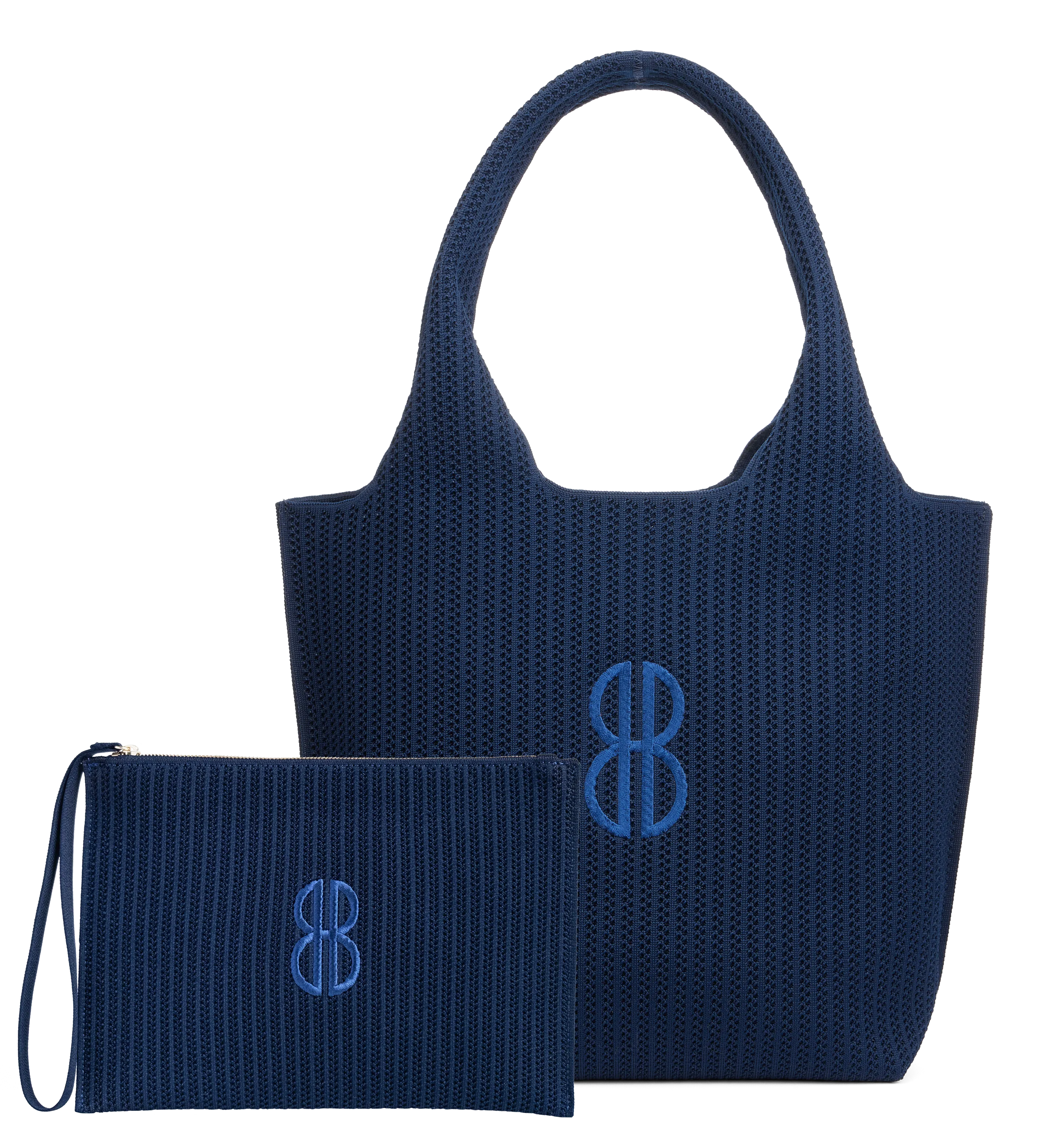 Modern Mood Practical Function Sutton City Tote - Navy Stripe Monogram - Medium