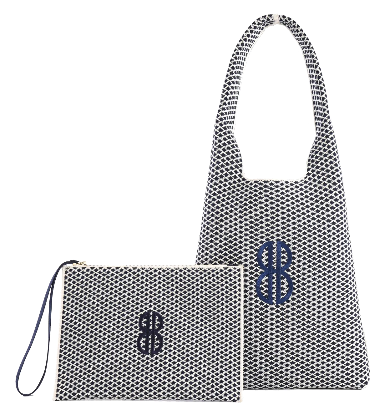 Sutton City Tote - Navy Diamond Monogram / Detachable Metal Chain - Medium Work Day Professional Function