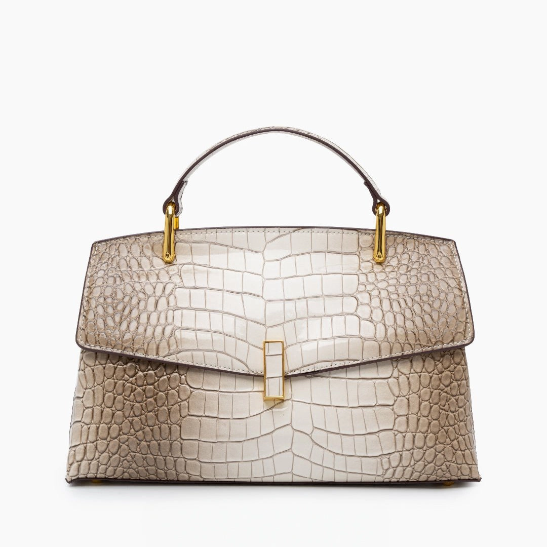 Smart Carry Monaco Croc-Embossed Top Handle Bag ?C Luxury Structured Satchel for Women