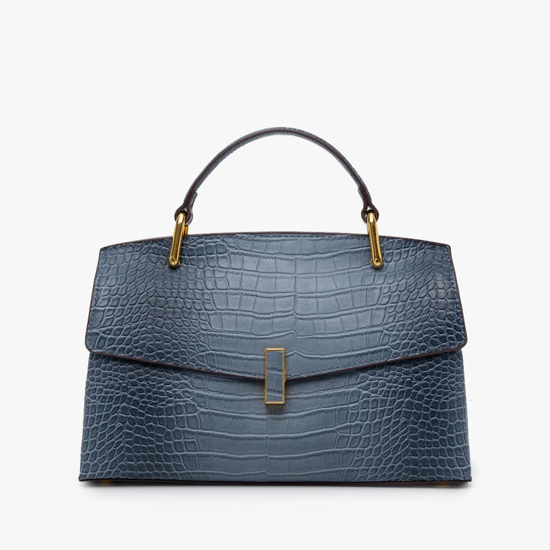 Monaco Croc-Embossed Top Handle Bag ?C Luxury Structured Satchel for Women City Fashion