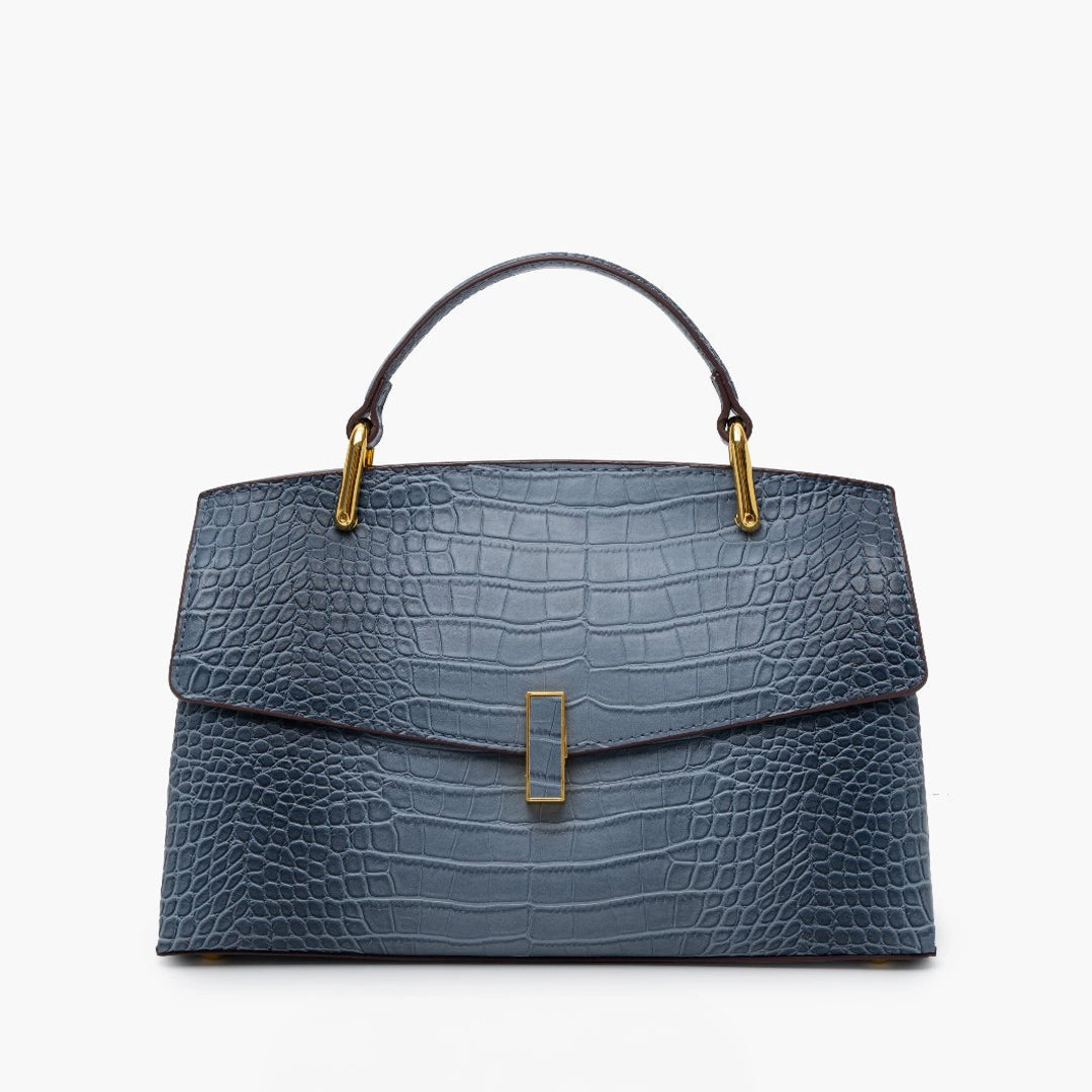 Monaco Croc-Embossed Top Handle Bag ?C Luxury Structured Satchel for Women Compact Durability Smart Durability