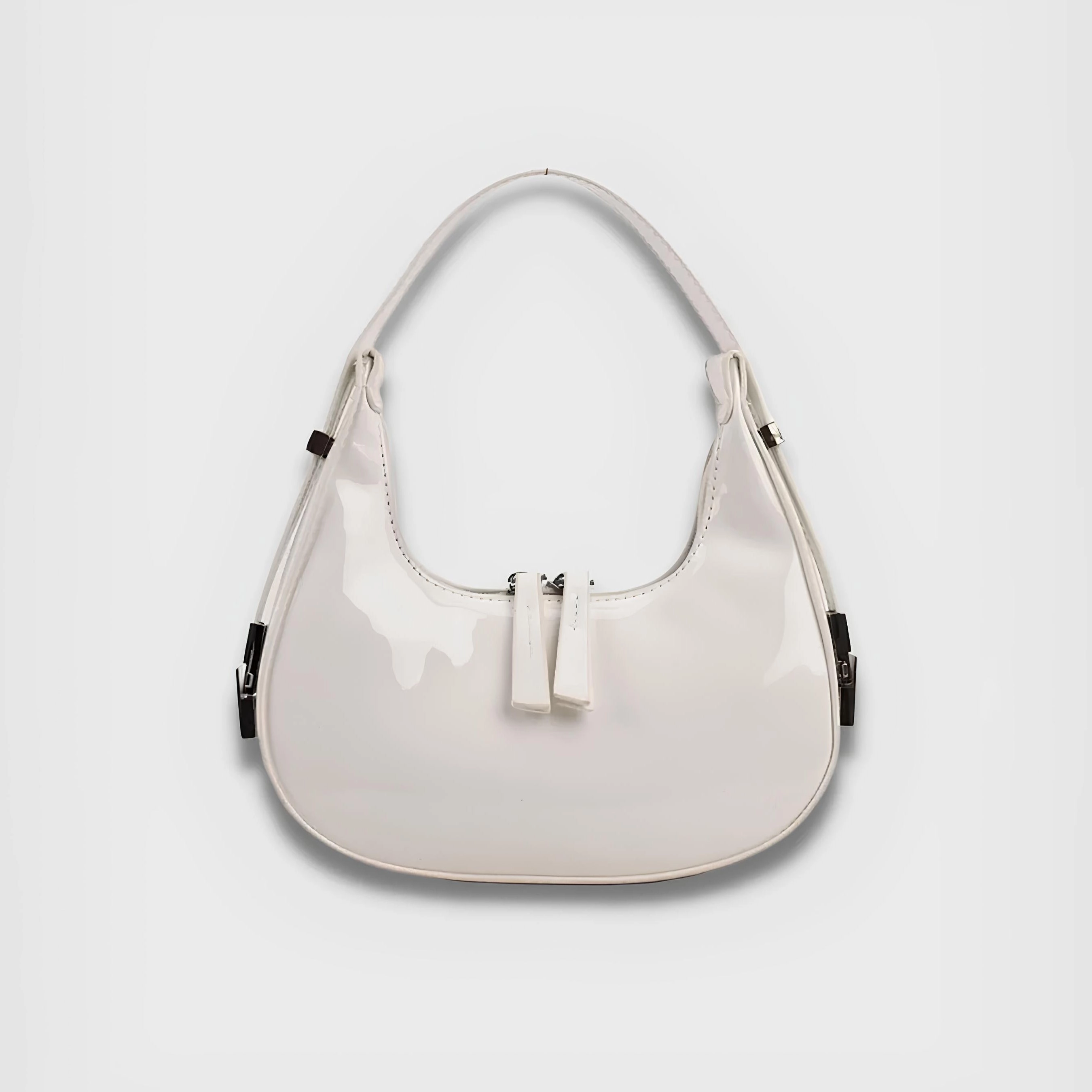 Minimal Journey Lumi | Patent Leather Mini Hobo Bag ?C Glossy Finish & Curved Silhouette