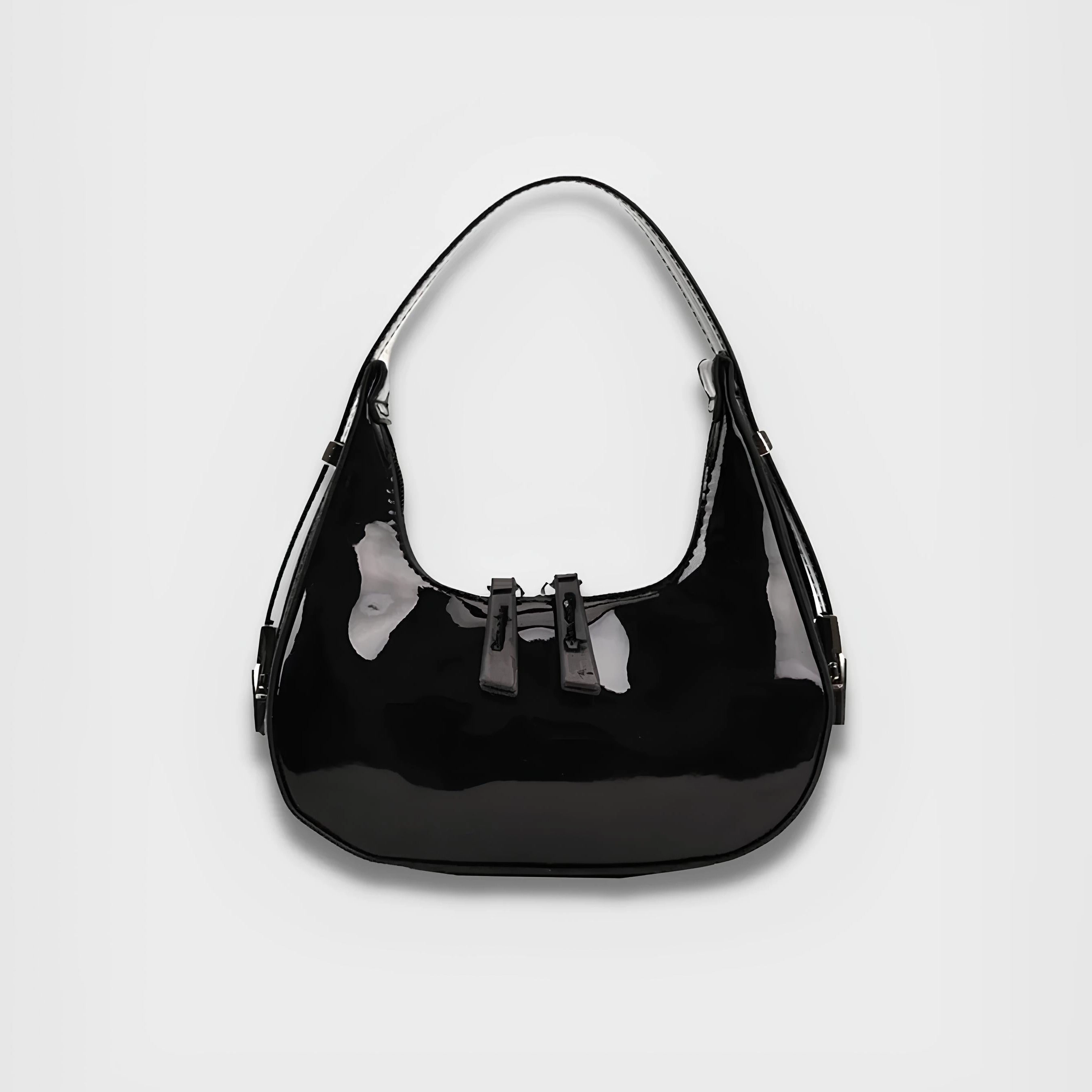 Lumi | Patent Leather Mini Hobo Bag ?C Glossy Finish & Curved Silhouette Classic Design Compact Shopper