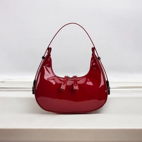 Lumi | Patent Leather Mini Hobo Bag ?C Glossy Finish & Curved Silhouette Casual Elegance