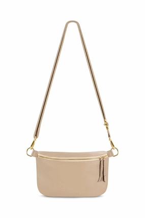 Functional Lifestyle Ramona Leather Handbag Nude with Pocket