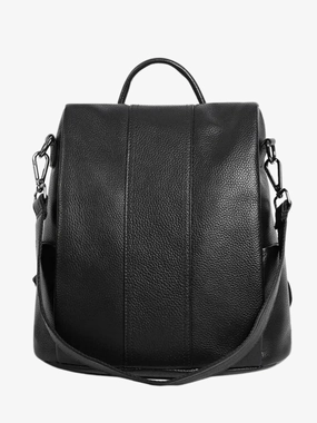 Elthia | Classic Black Convertible Leather Backpack ?C Timeless & Versatile Light Comfort Leisure Journey